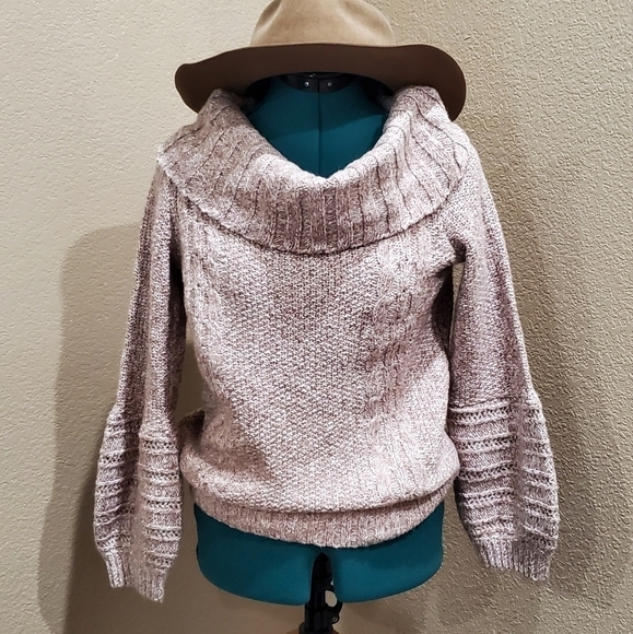 SLEEPING ON SNOW THE NEVES DUSTY ROSE MARBLE OFF SHOULDER SWEATER WOMEN SMALL - Picture 2 of 12
